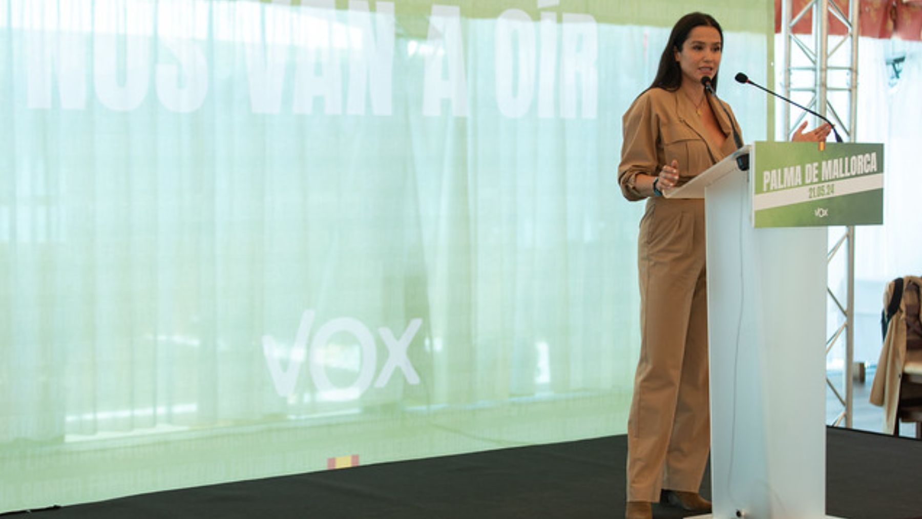 La eurodiputada de Vox Mireia Borrás, en un acto en el restaurante Binicomprat en Mallorca.