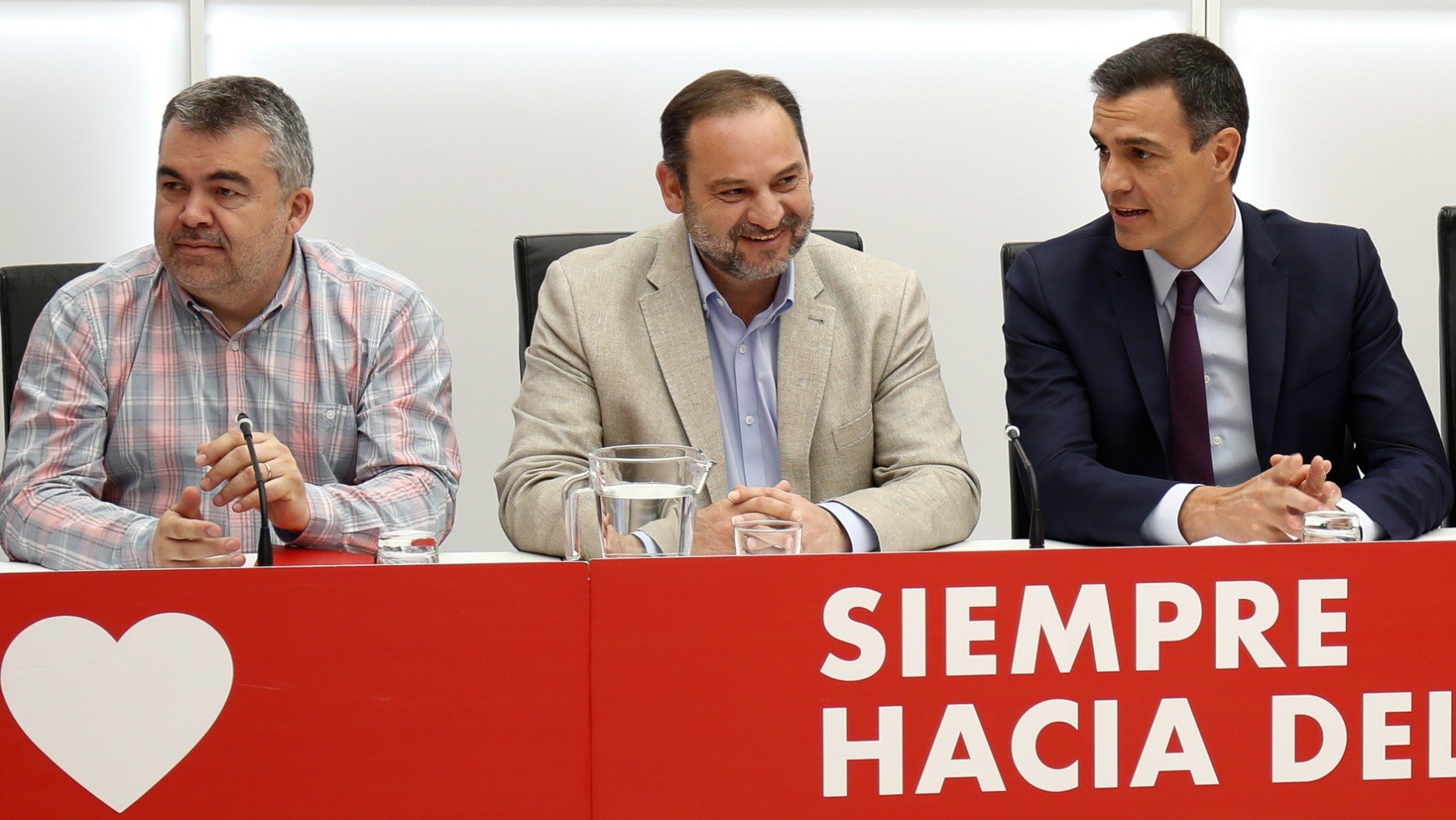 Cerdán, Ábalos y Sánchez. (Foto: EP)