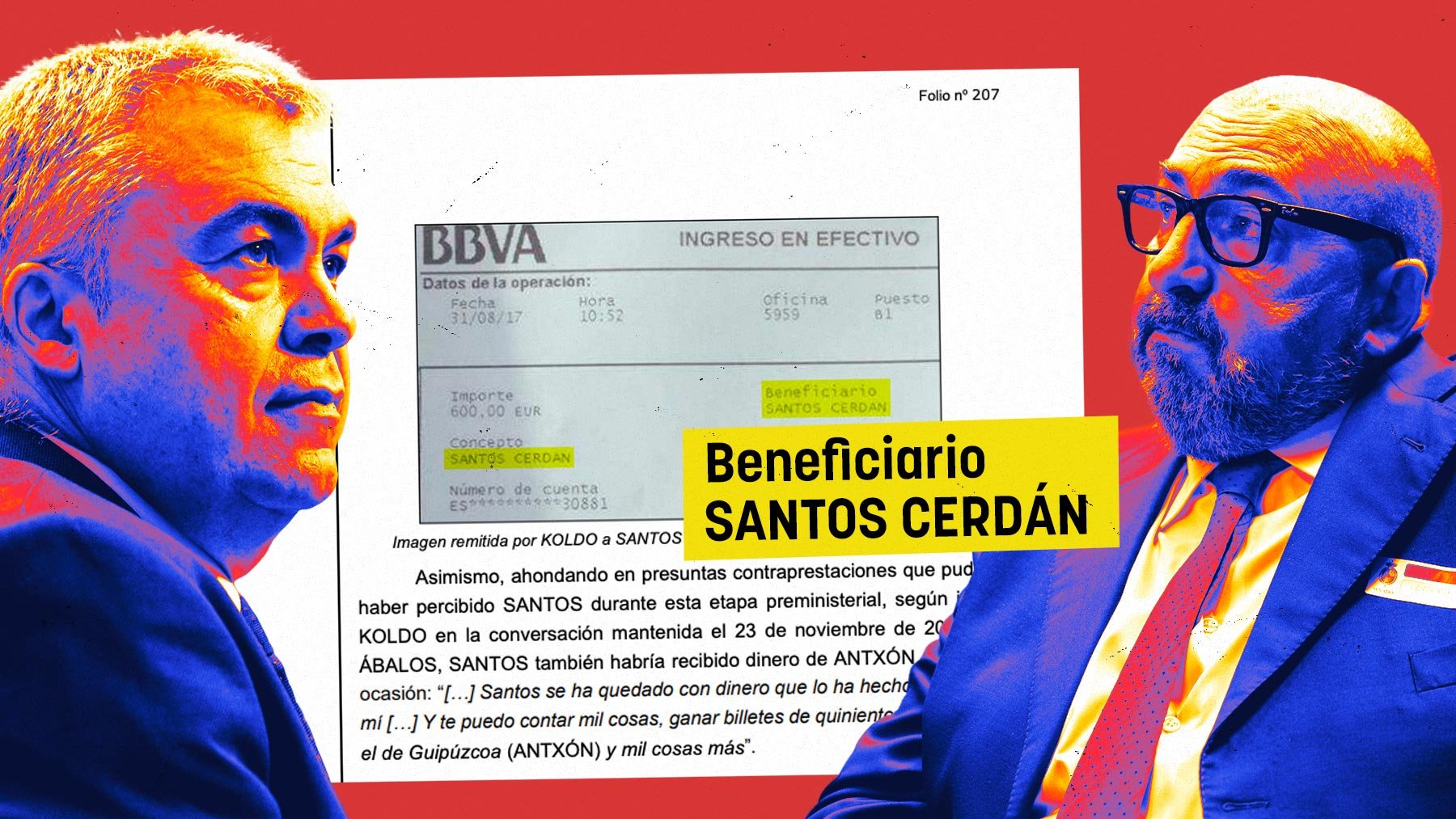 Las grabaciones del reparto de comisiones: Santos se ha quedado con dinero, lo ha hecho delante de mí