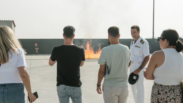 Visita a la Escuela Naval Militar de Marín por el rodaje de la serie ' Marusía. Vientos de Honor'.