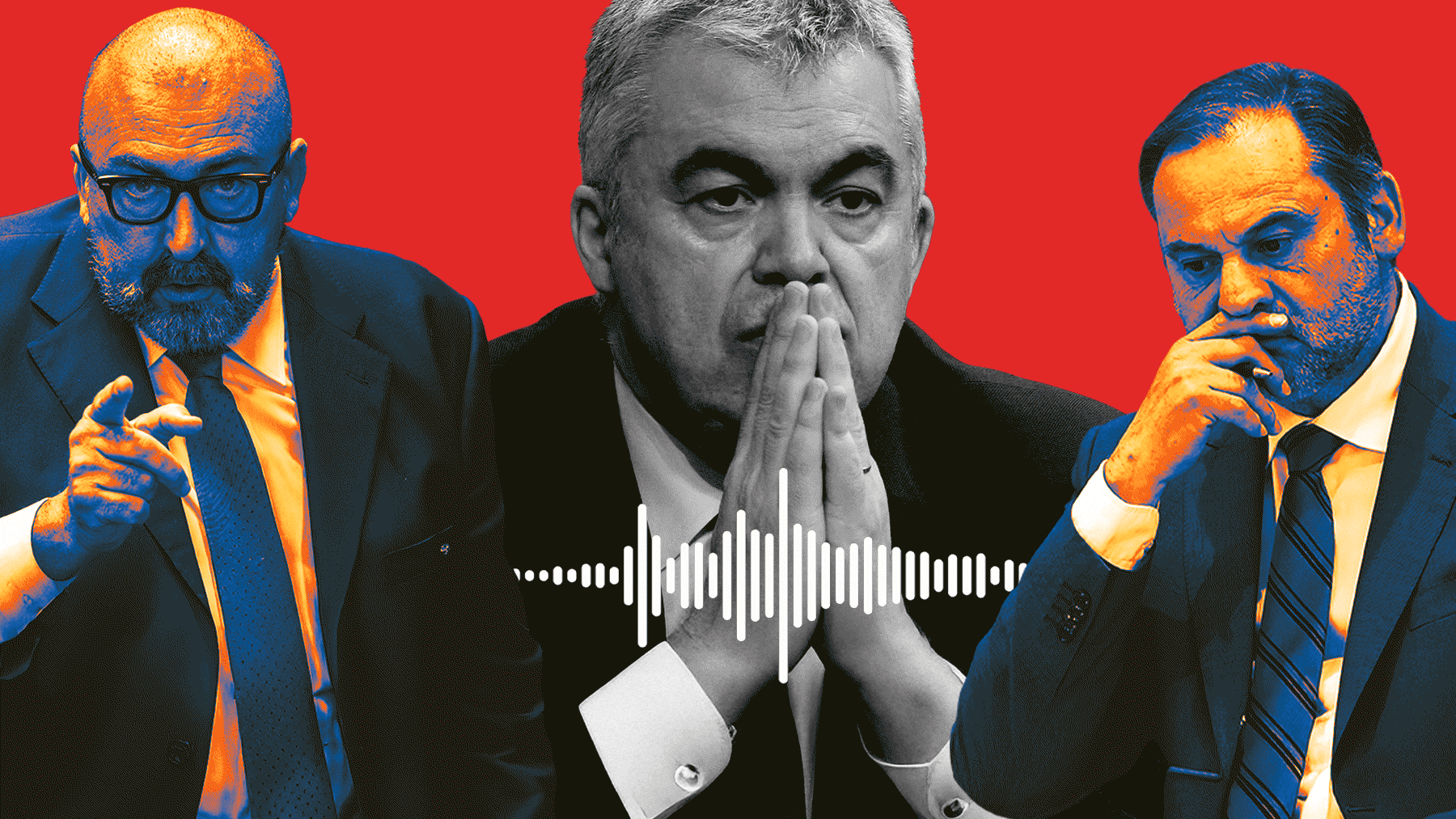 Koldo García, Santos Cerdán y José Luis Ábalos.