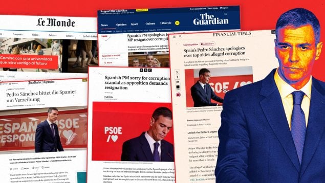 Pedro Sánchez, prensa internacional, Santos Cerdán, UCO, Guardia Civil, corrupción, informe de la UCO