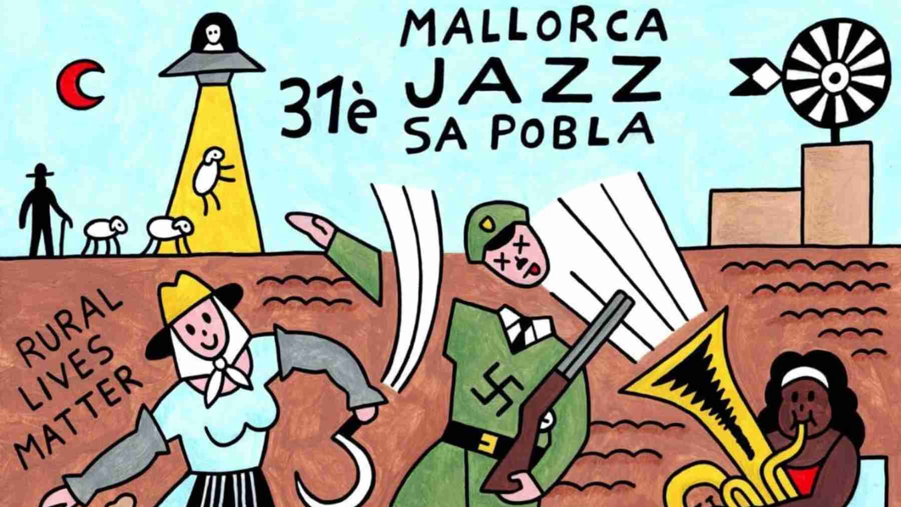 Imagen del polémico cartel de Sa Pobla en Mallorca.