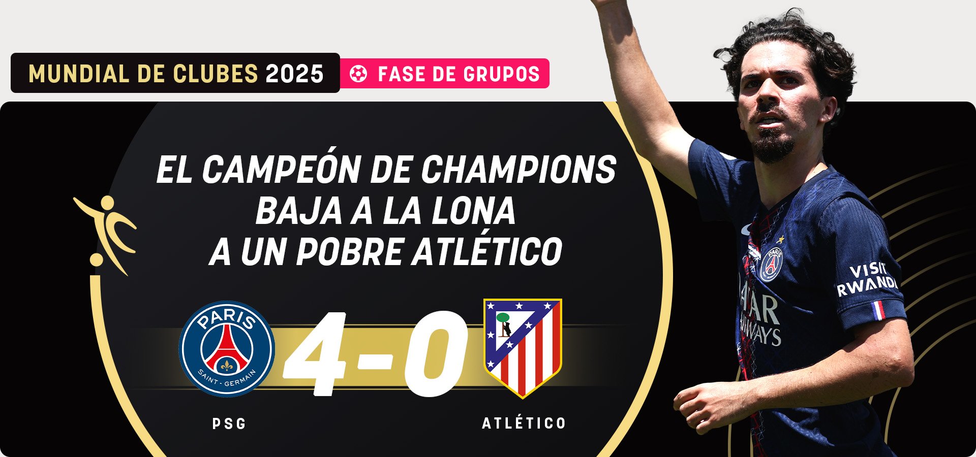 El campeón de la Champions baja a la lona a un pobre Atlético