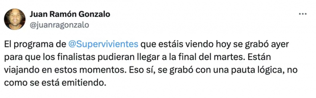 Comentario de Juan Ramón Gonzalo en X.