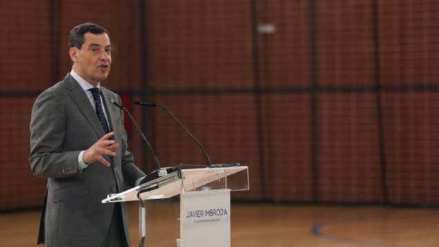 El presidente de la Junta de Andalucía, Juanma Moreno, este lunes en Málaga. (Europa Press)