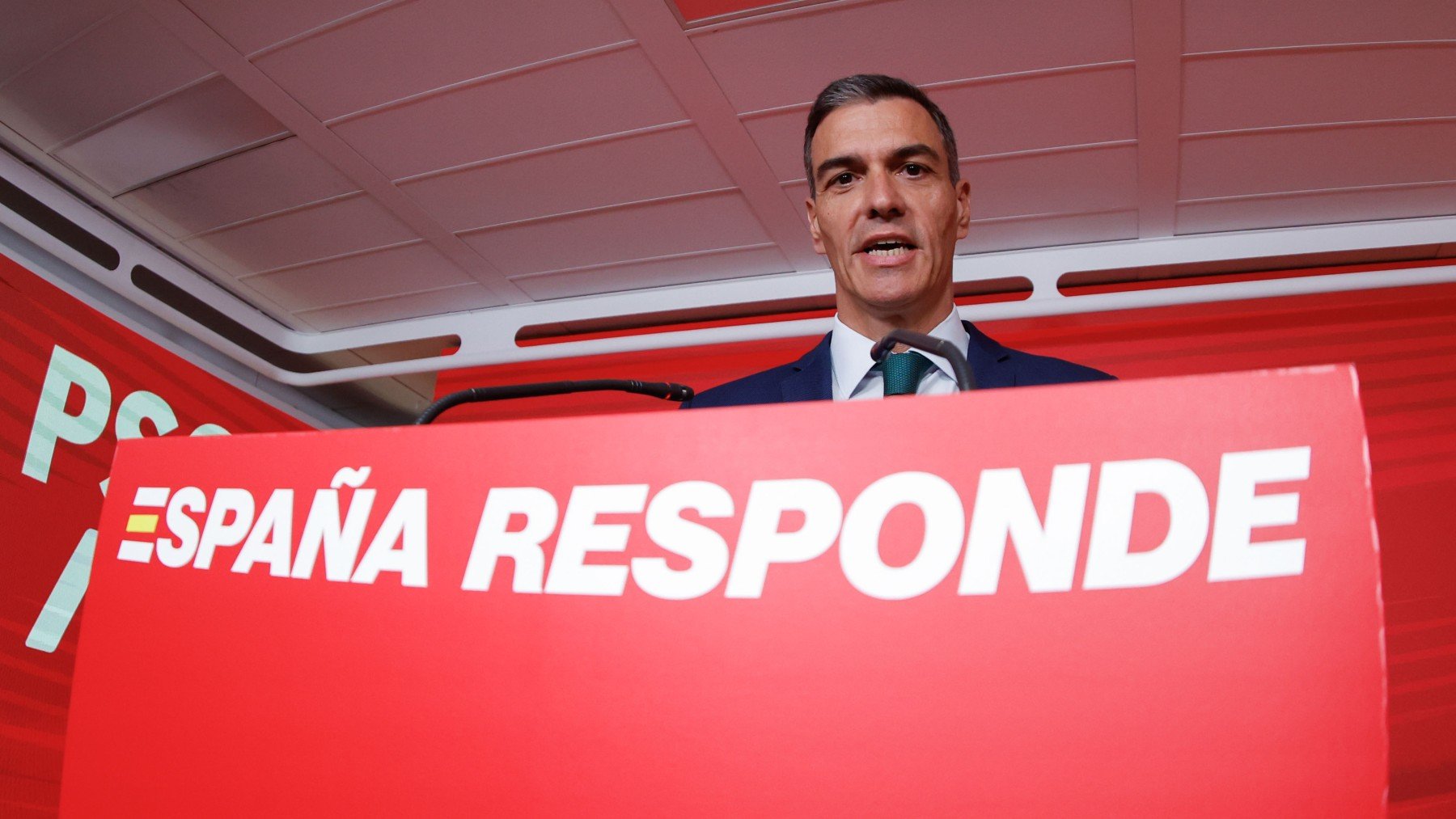 Pedro Sánchez, en su comparecencia. (EP)