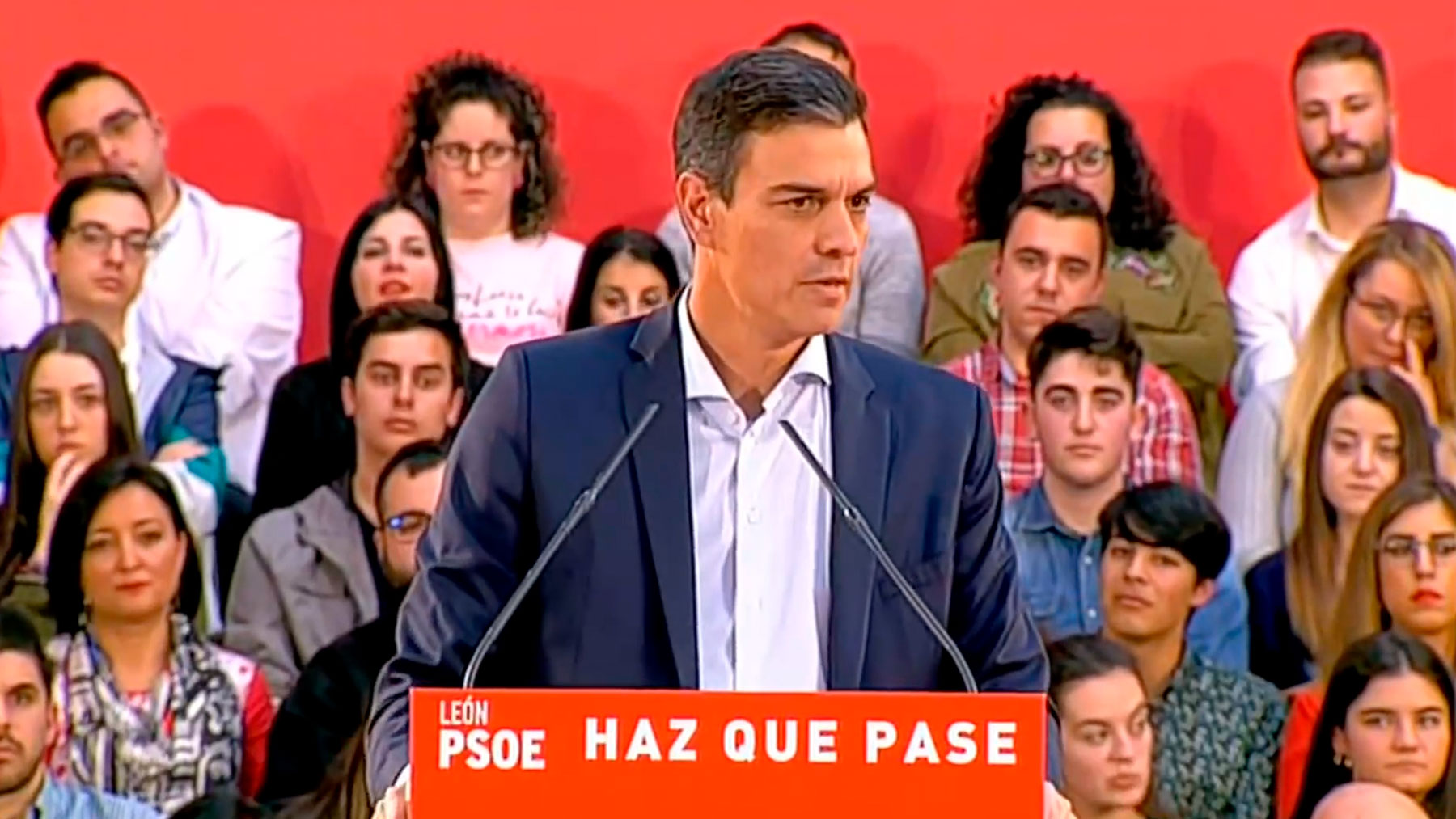 Pedro Sánchez, en León el 9 de abril de 2019.