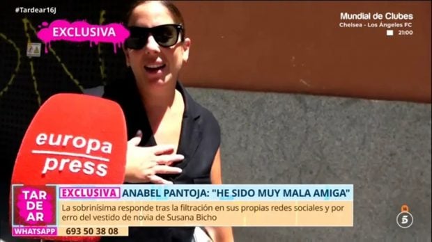 Anabel Pantoja habla ante las cámaras de TardeAR (Mediaset).