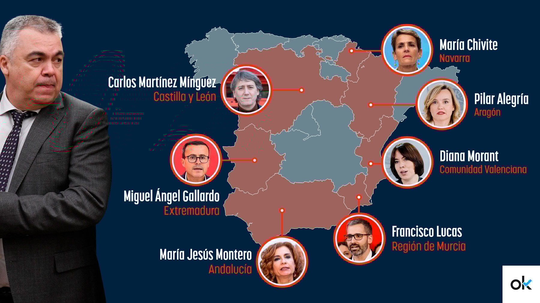 La sombre de Cerdán sobre los barones socialistas.