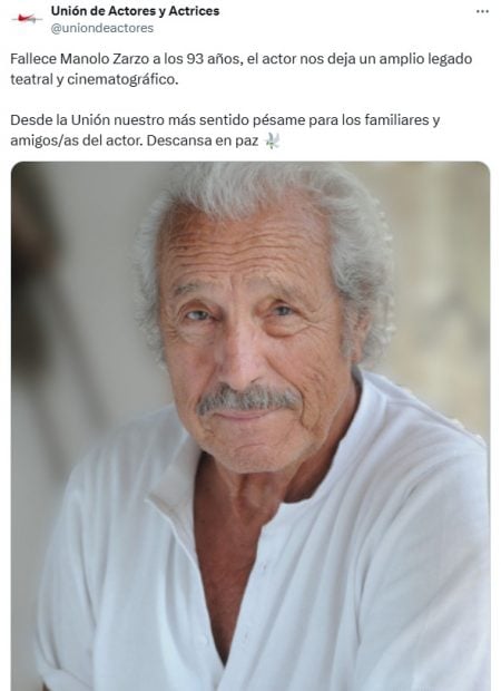 Unión de Actores y Actrices se despide de Manolo Zarzo. (X)