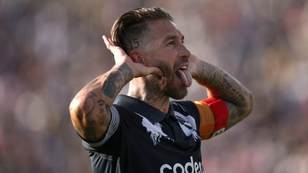 Sergio Ramos con Rayados de Monterrey, celebrando un gol contra el Inter de Milán. (GETTY)