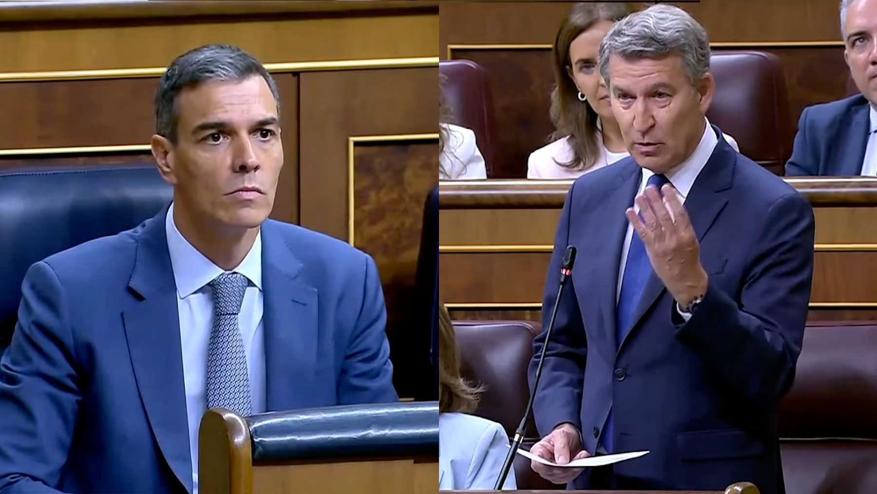 Pedro Sánchez y Alberto Núñez Feijóo, en el Congreso.