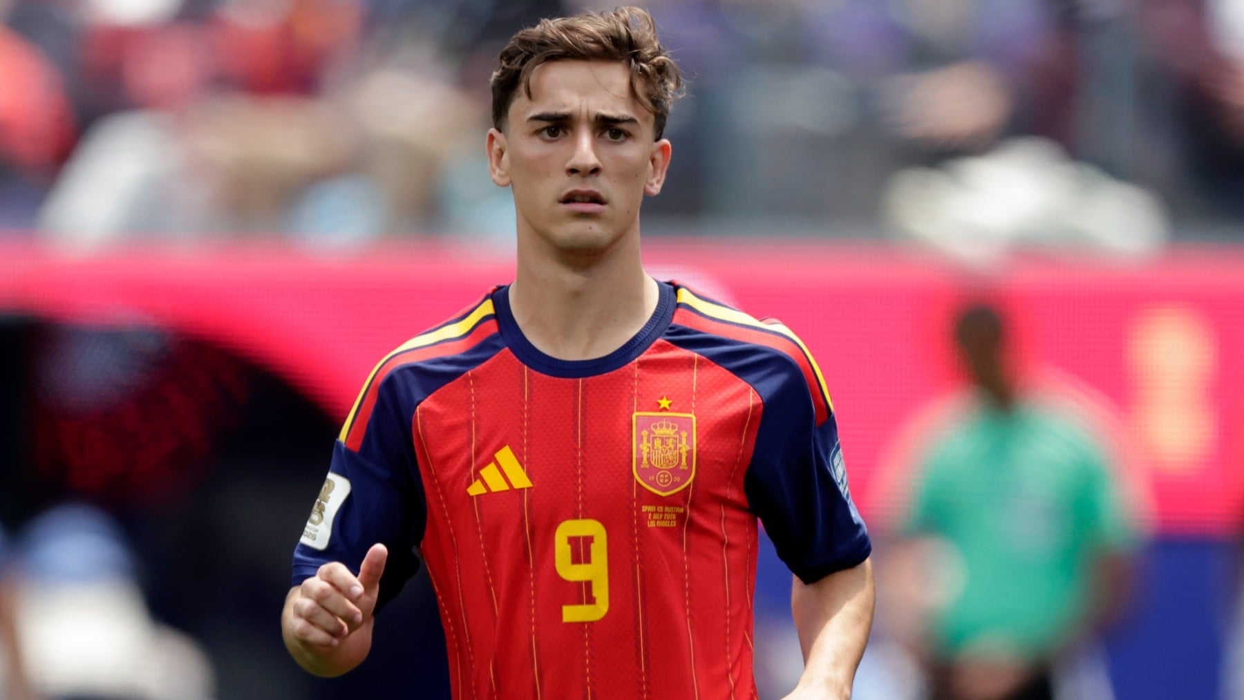 Gavi en un partido de España del Mundial 2026. (Getty)