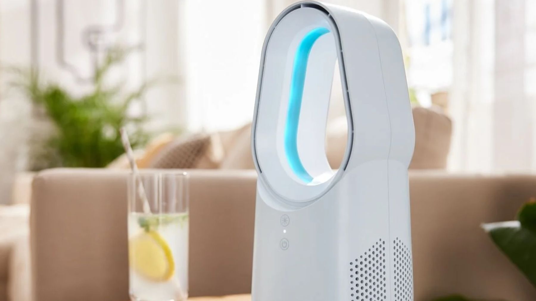 Mini ventilador de mesa sin aspas.