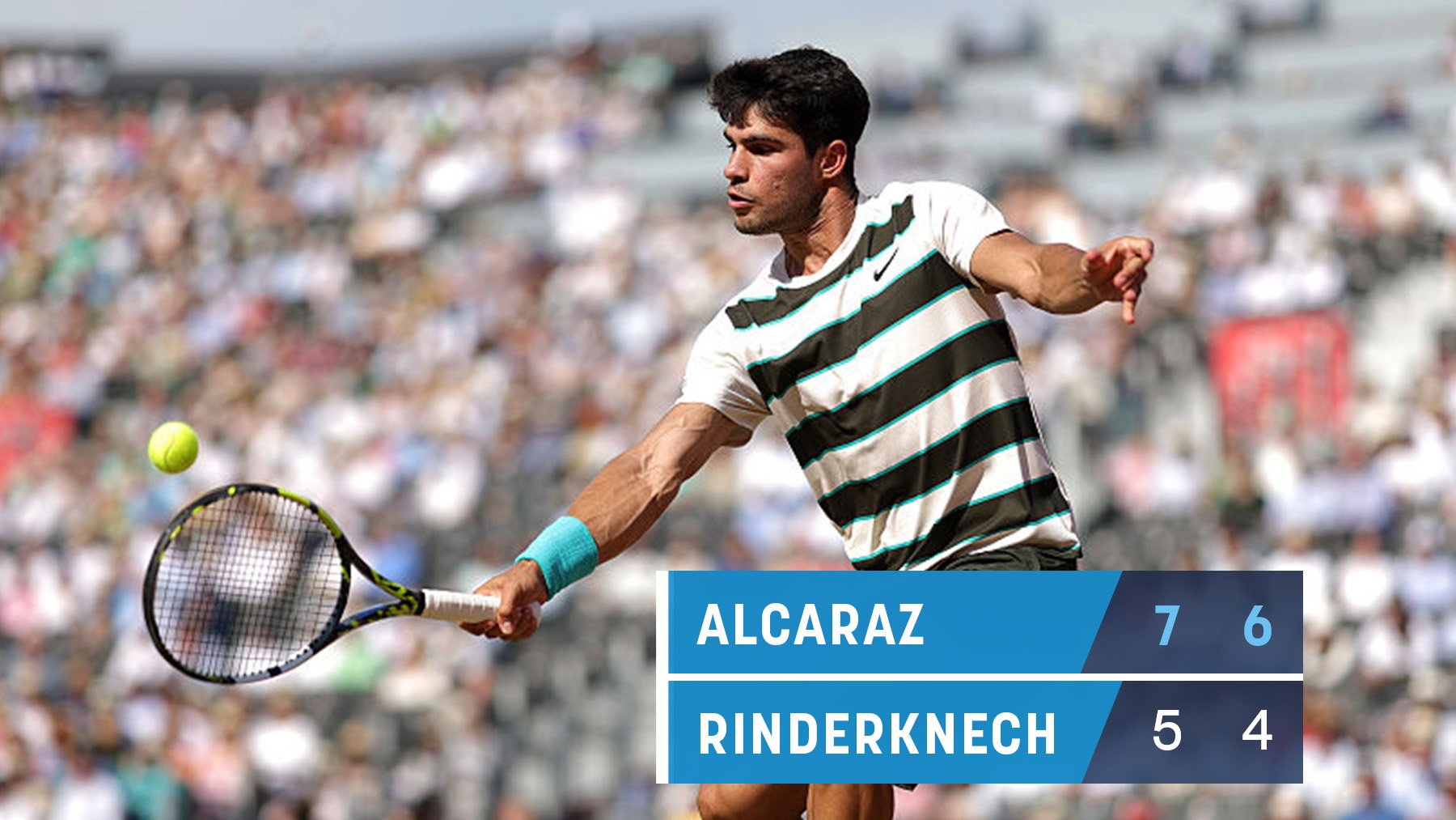 Alcaraz venció con autoridad ante el francés Rinderknech en Queen’s.