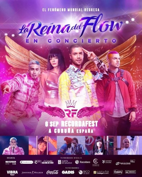 Cartel promocional del concierto de La Reina del Flow en La Coruña (Recordafest).