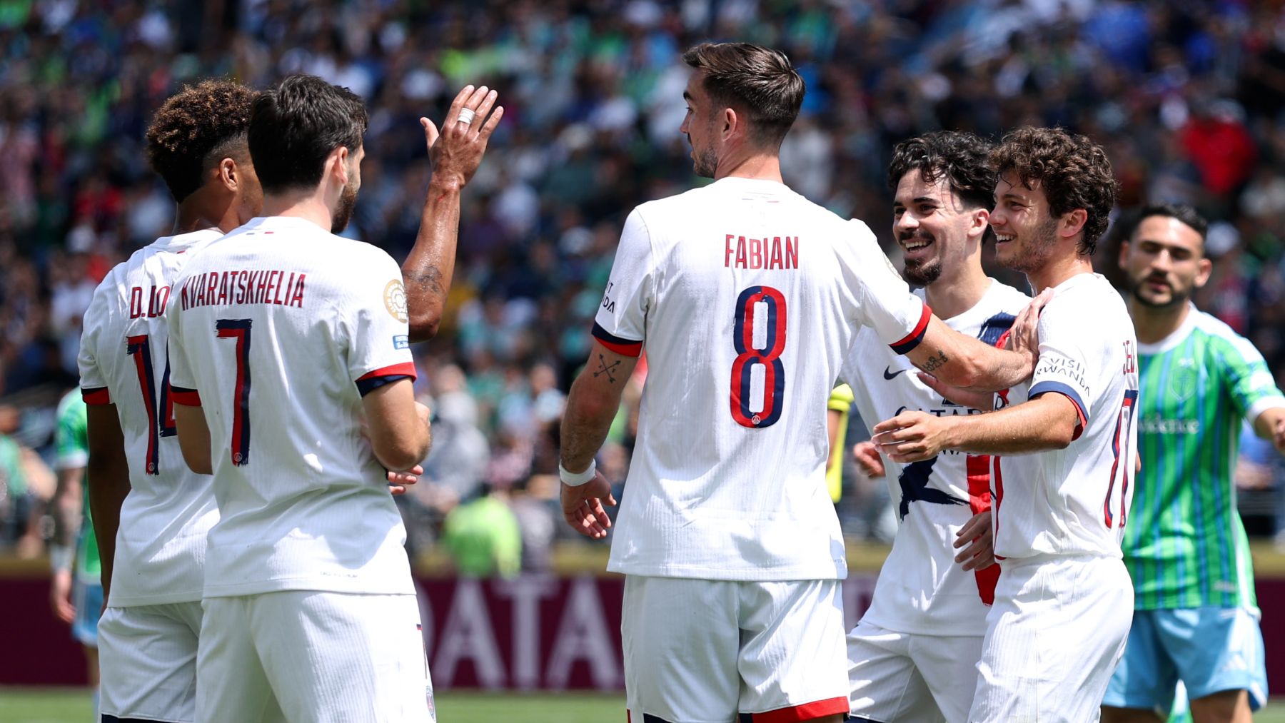Los jugadores del PSG celebran un gol. (Getty)