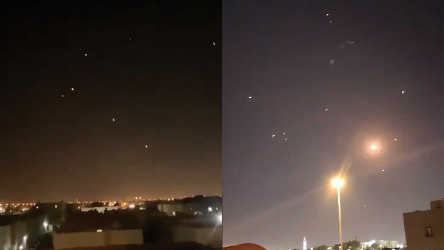 Imágenes de los misiles de Irán sobre el cielo de Qatar.