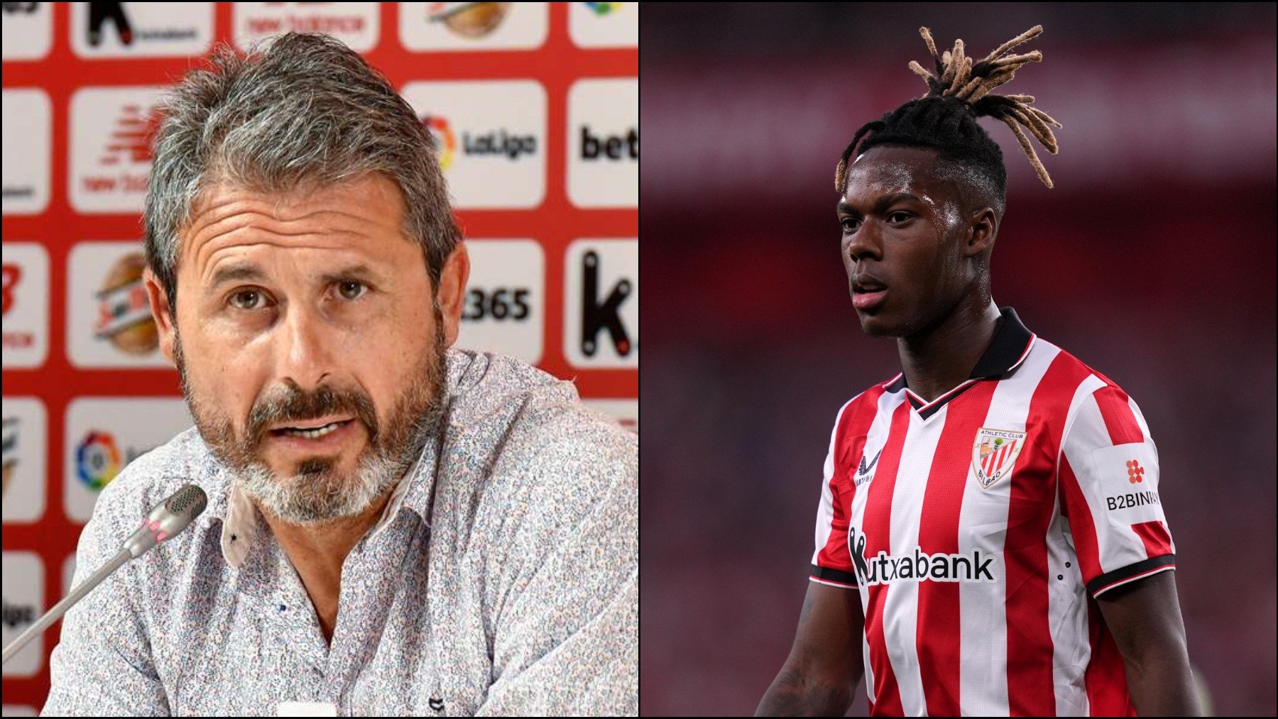 Montaje con imágenes de Alkorta y Nico Williams. (Getty)