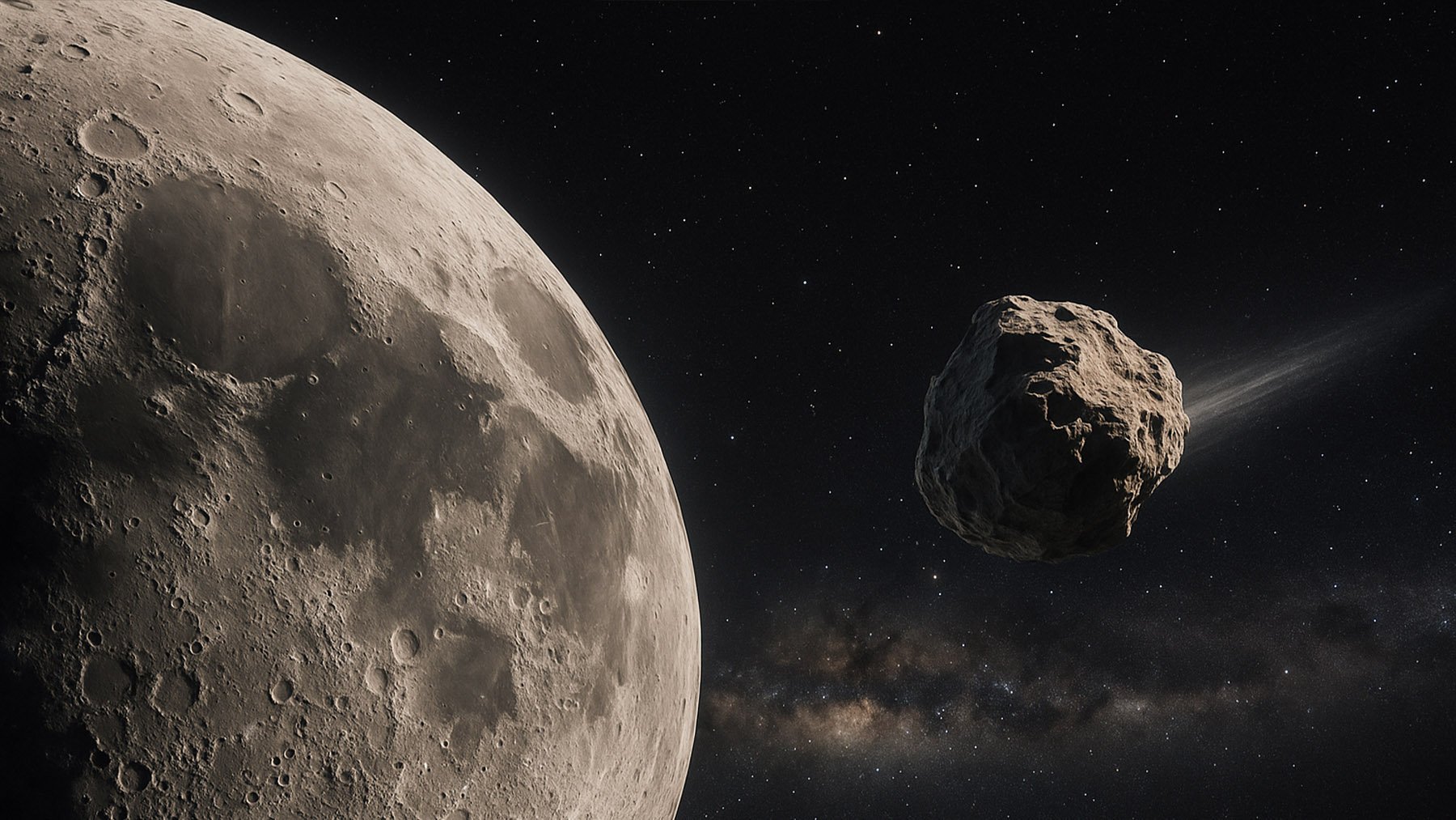 Asteroide a punto de golpear la luna. Foto: ilustración propia.