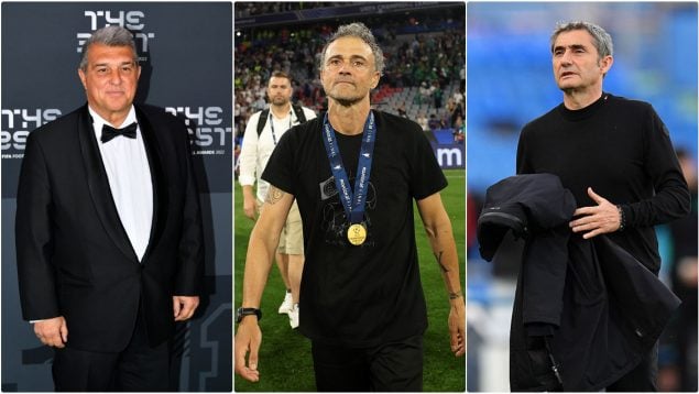 Joan Laporta, Luis Enrique y Ernesto Valverde