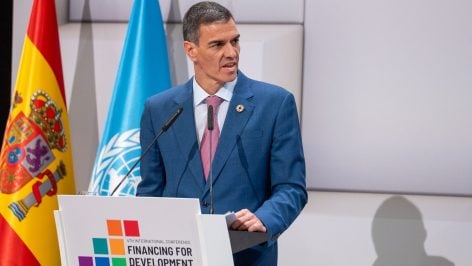 Pedro Sánchez, en la IV Conferencia Internacional de la ONU. (EP)