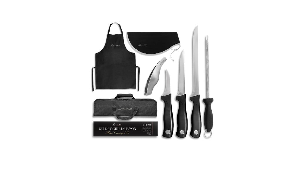 pack set cuchillos con delantal