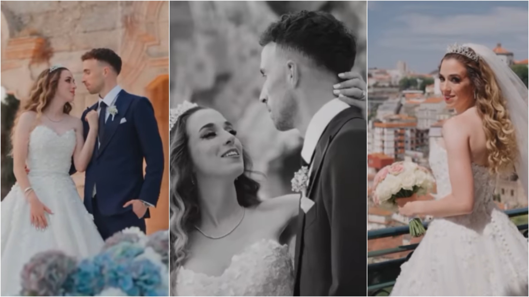 Diogo Jota y su mujer en su boda.