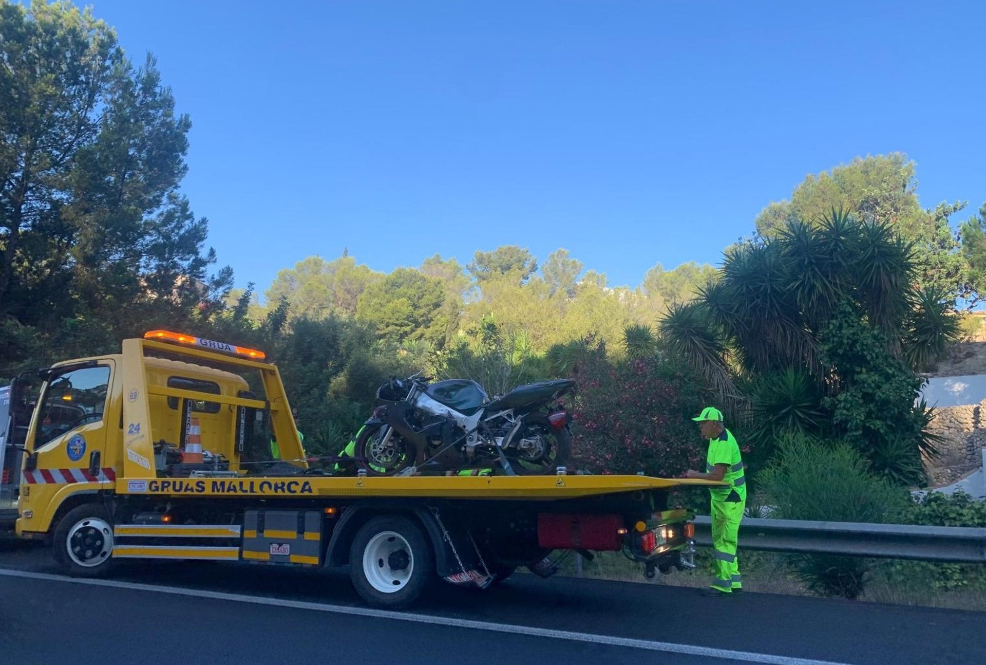 Accidente de moto a la salida del túnel de Génova en sentido Andratx. EUROPA PRESS
