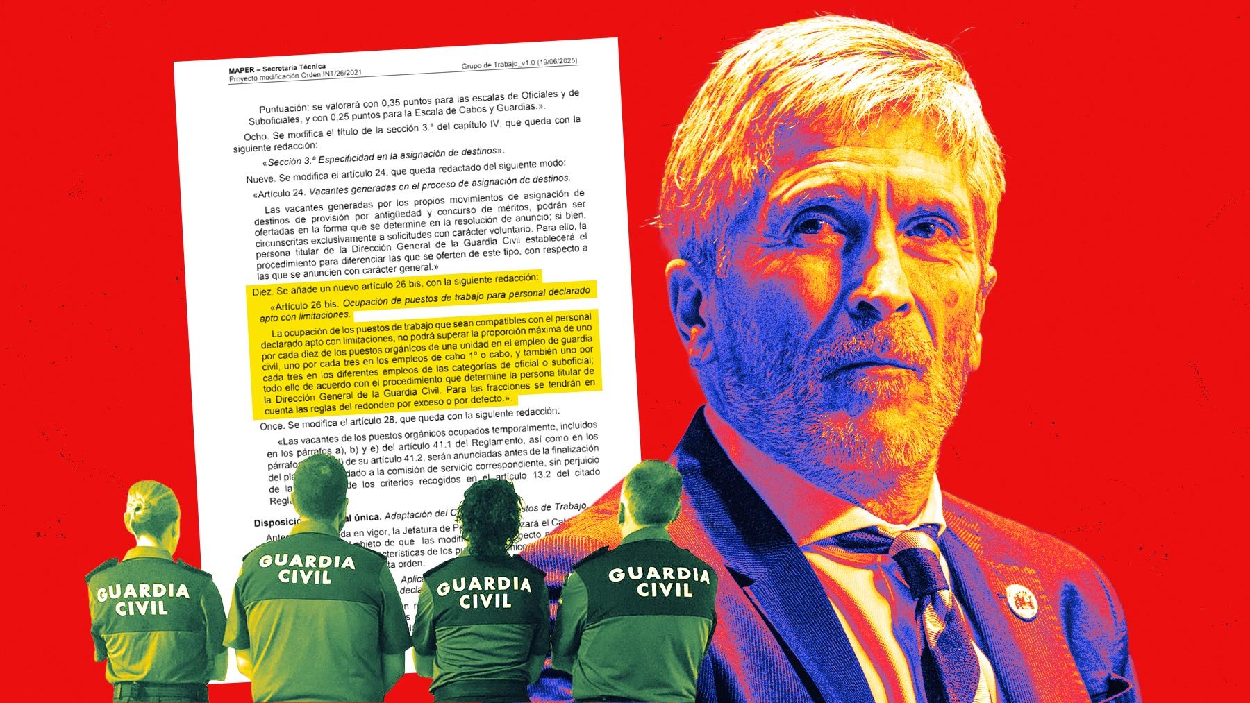 El ministro del Interior, Fernando Grande-Marlaska, con el artículo 26 bis que pretende incluir.