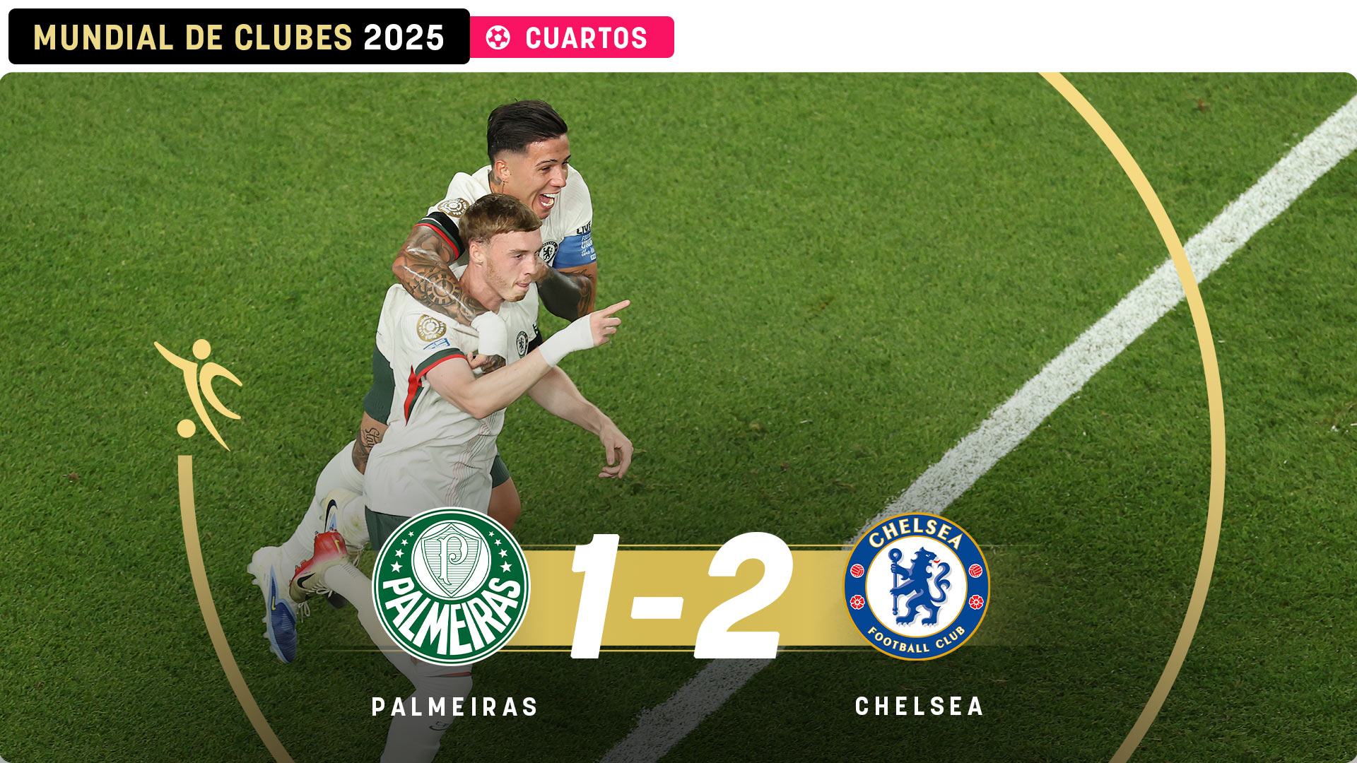 Los jugadores del Palmeiras celebran un gol contra el Chelsea. (Getty)
