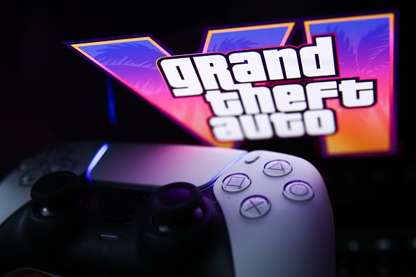 El logotipo del videjuego, Grand Theft Auto (GTA). (Getty Images)