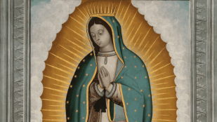 Detalle de Nuestra Señora de Guadalupe con cuatro apariciones, José Juárez. Óleo sobre lienzo.