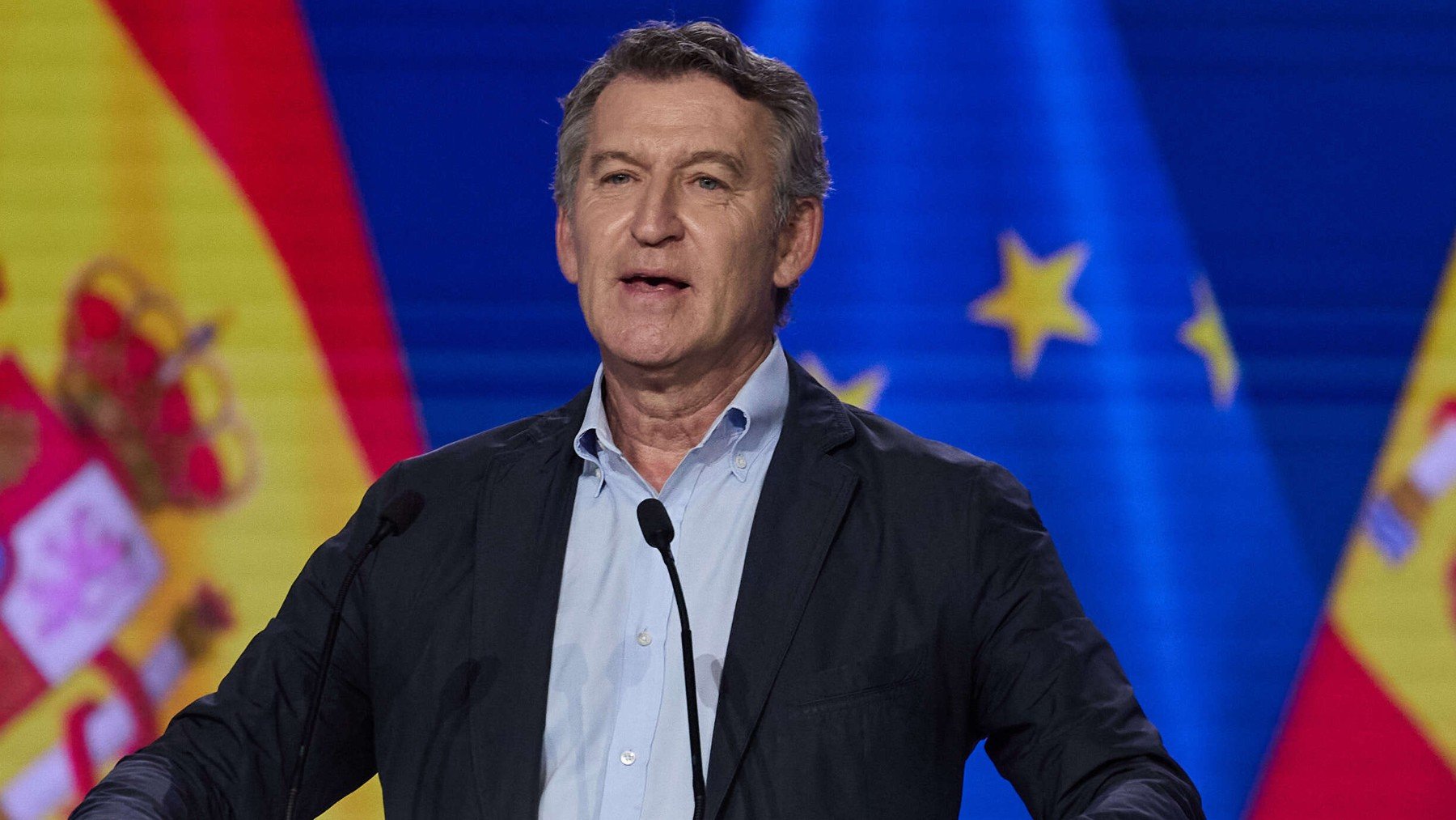 El presidente, Núñez Feijóo, interviene durante la segunda jornada del XXI Congreso Nacional del PP.