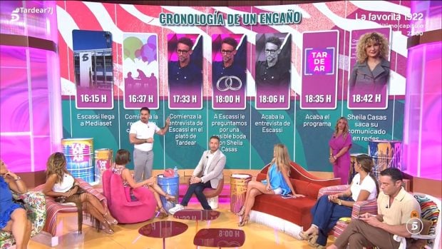 Frank Blanco junto a los colaboradores de TardeAR (Mediaset).