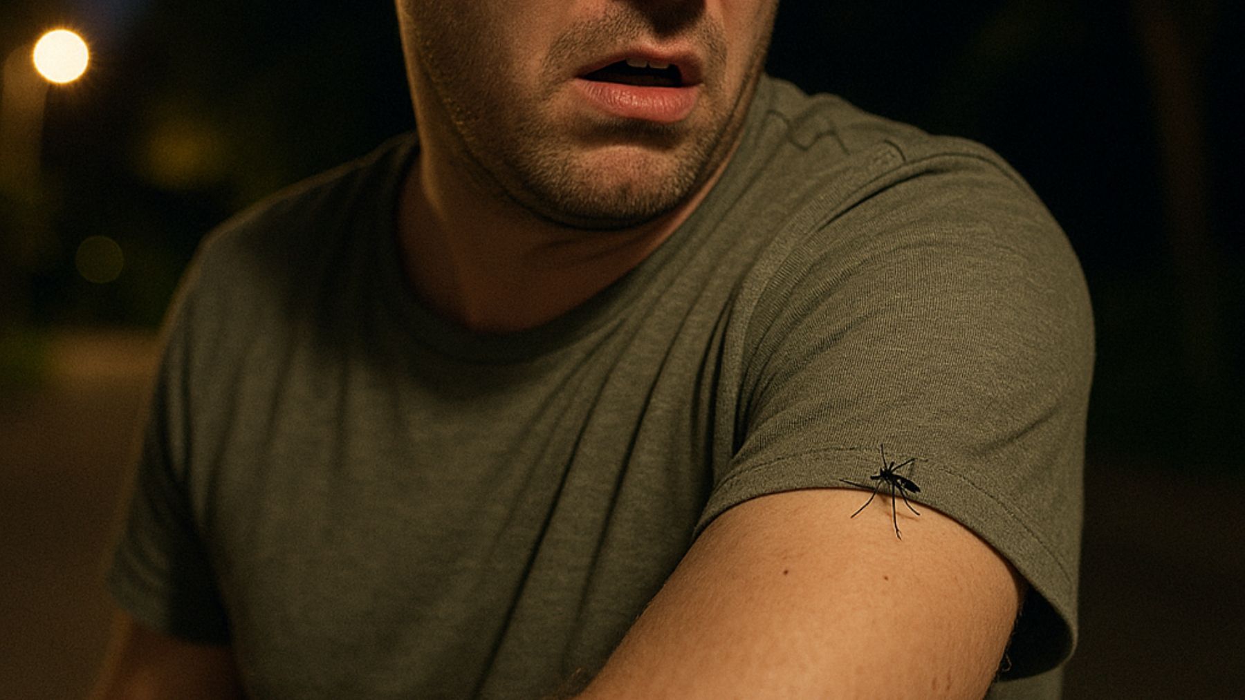 Un mosquito picando a un hombre. Foto: ChatGPT