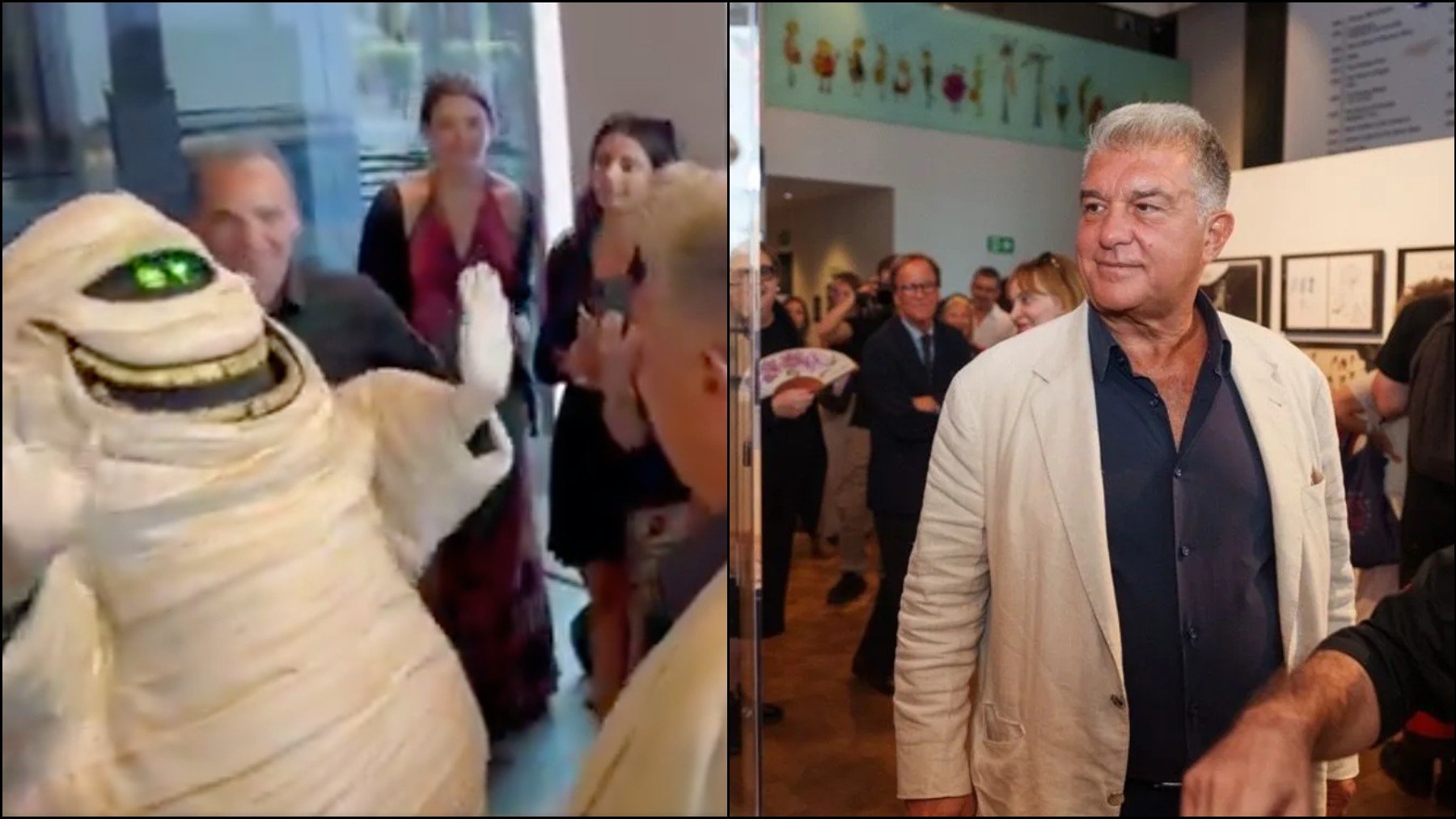 Montaje con imágenes de la momia y Joan Laporta.