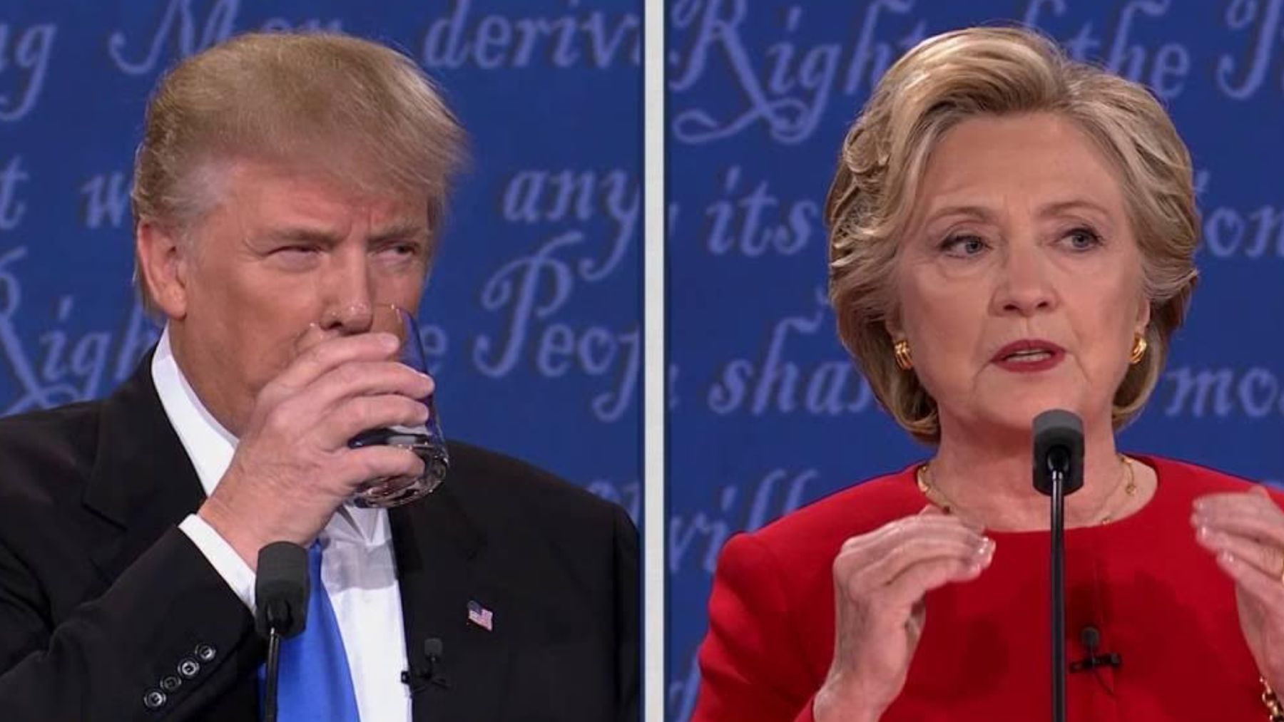 Trump y Hillary Clinton en el debate de 2016. (CBS)