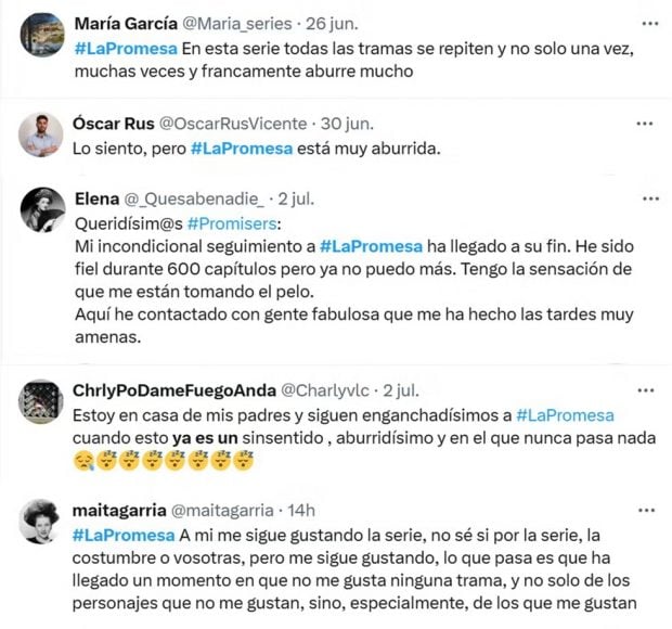 Comentarios de la audiencia de ‘La Promesa’ en X.