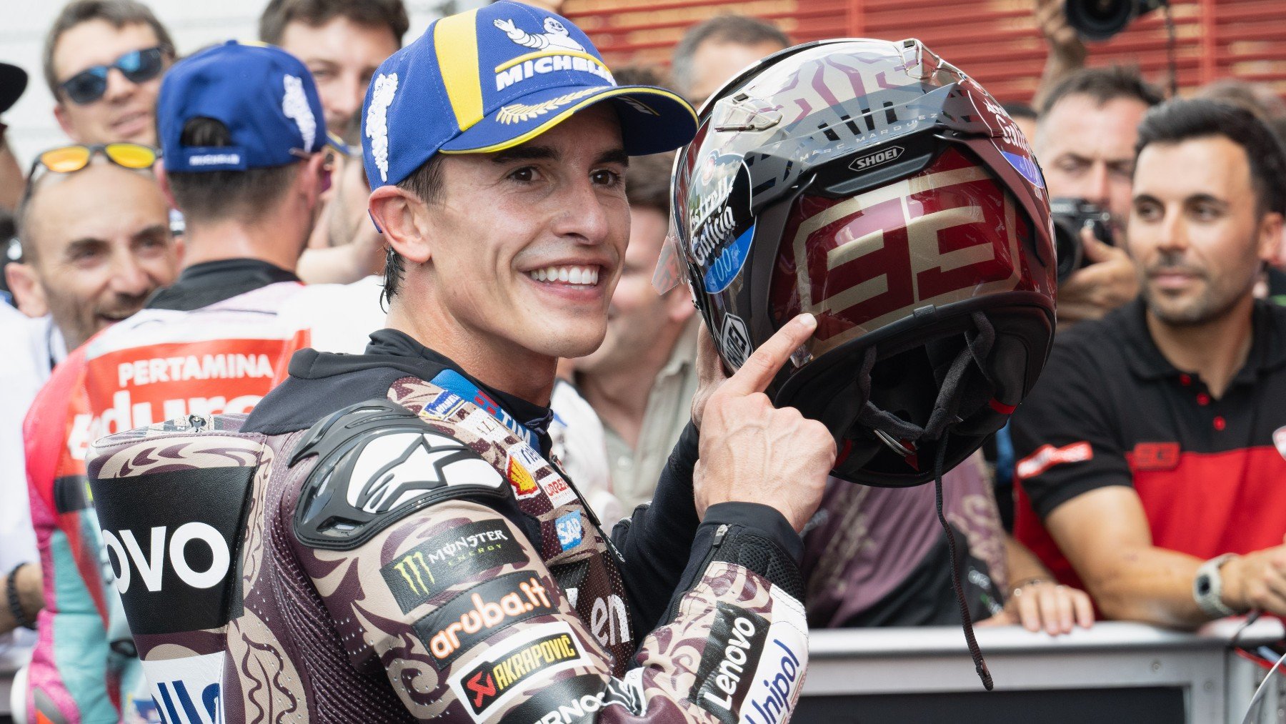 Marc Márquez, tras su victoria en Mugello en el GP de Italia de MotoGP. (Getty)