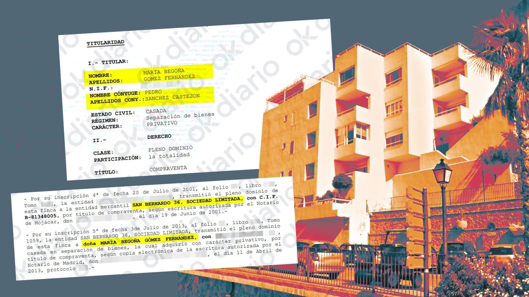 El nombre de Sánchez figura en la información registral del apartamento.