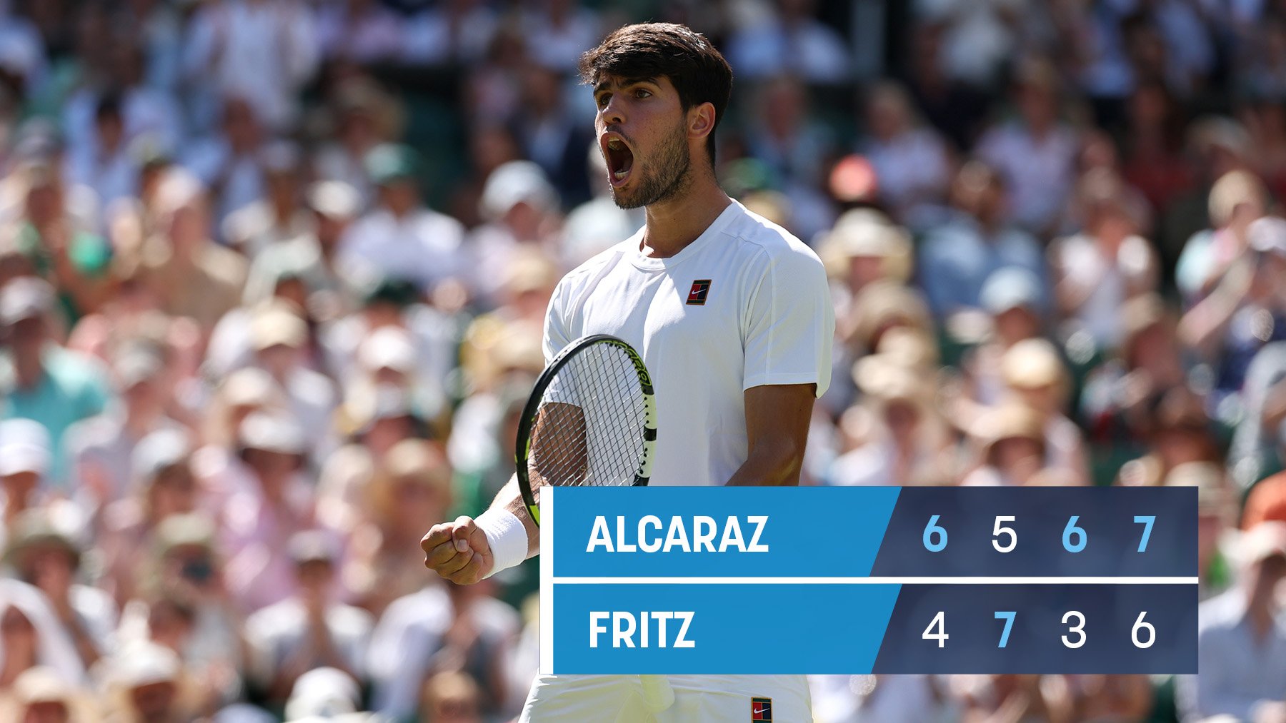 Alcaraz celebra su victoria sobre Fritz.