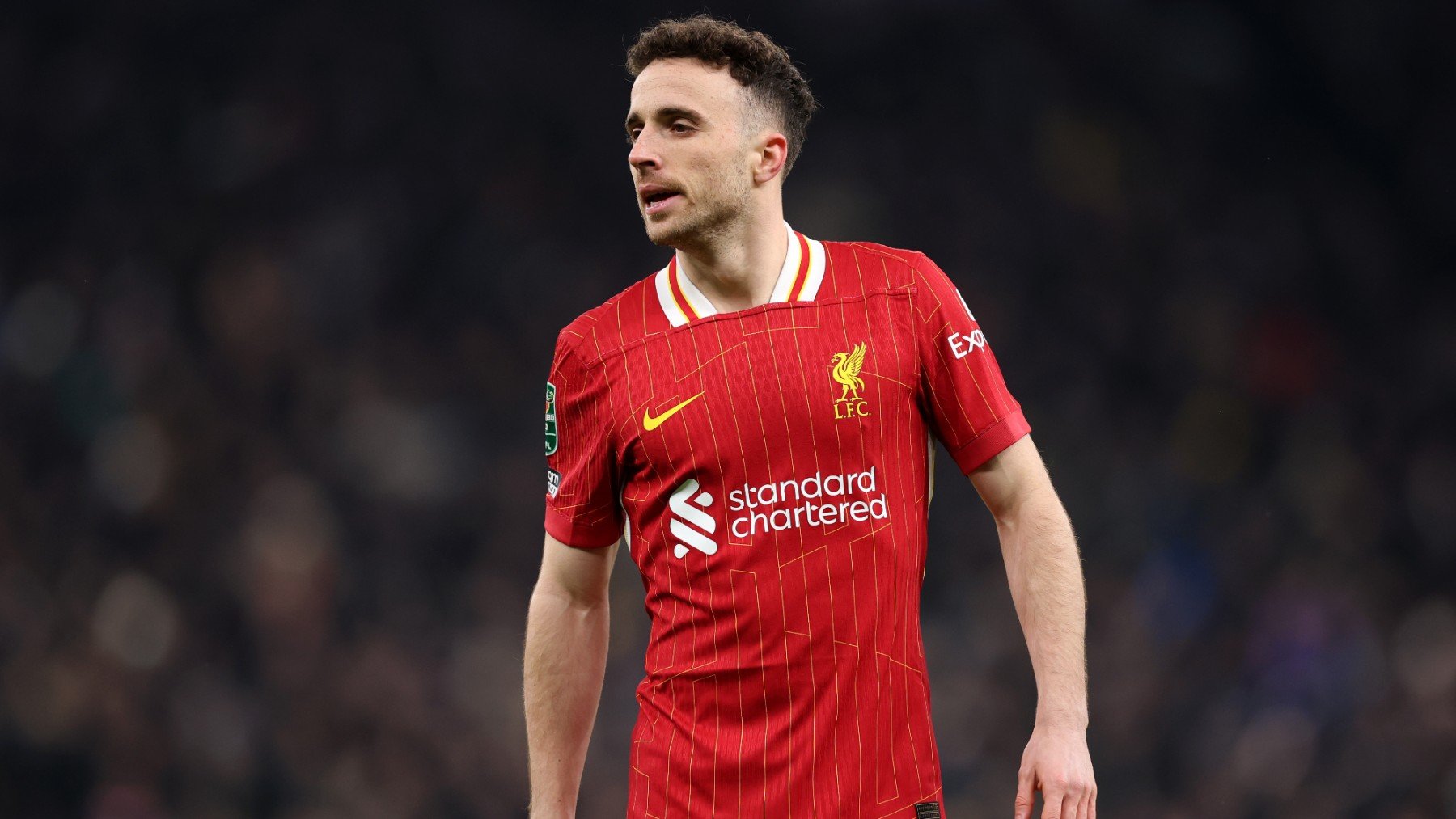 Imagen de archivo de Diogo Jota durante un partido con el Liverpool. (Getty)