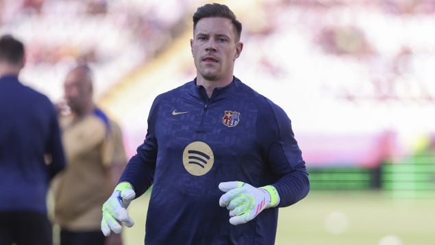 Ter Stegen, antes de un partido en el FC Barcelona. (Europa Press)