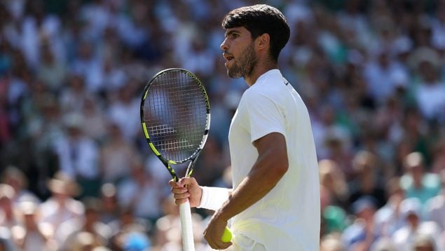 Carlos Alcaraz, en Wimbledon. (Getty Images)
