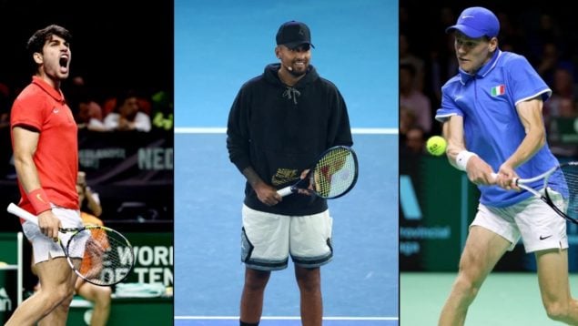Alcaraz, Kyrgios y Sinner.