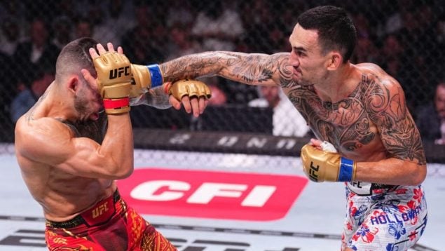 Ilia Topuria, en su pelea con Max Holloway. (UFC)