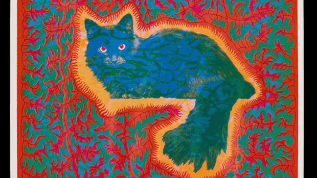 “Gato de Cheshire”, cartel psicodélico de Joseph McHugh, publicado por East Totemismos West, EUA, 1967. Adquirido a través del Julie and Robert Breckman Print Fund (C) Victoria and Albert Museum, Londres. 