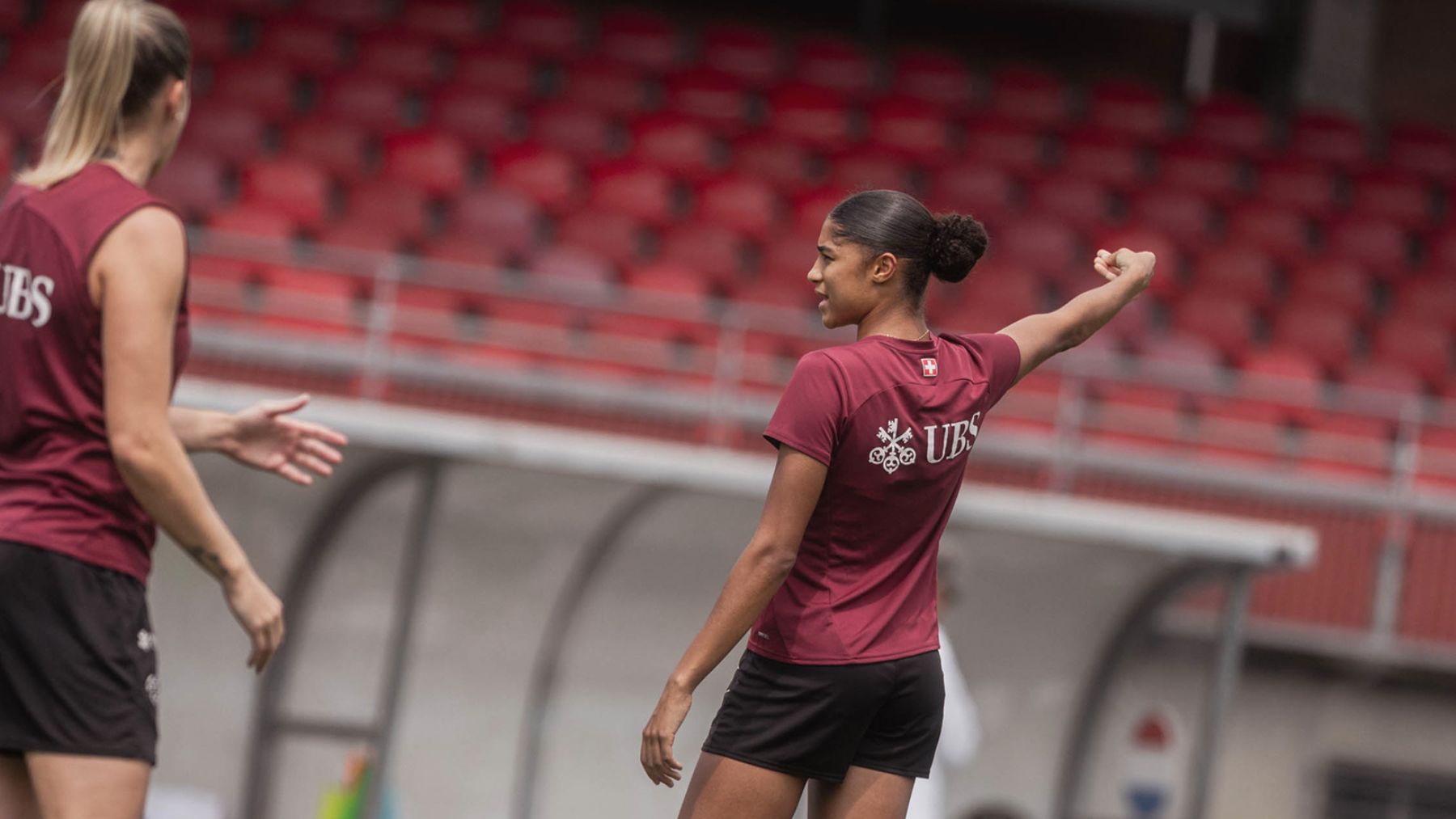 Las jugadoras de Suiza, en un entrenamiento. (SFV)